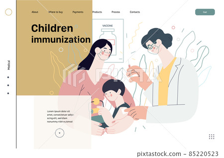 Childhood immunization - medical insurance web template. Modern flat vector Childhood immunization - medical insurance web template. Modern flat vector 85220523