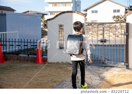 Elementary school boy going to school Elementary school boy going to school 85220712