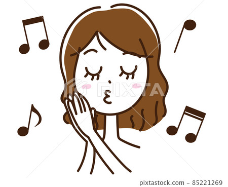 Female music, singing notes, facial expressions, sleeping, sleeping, happy Female music, singing notes, facial expressions, sleeping, sleeping, happy 85221269