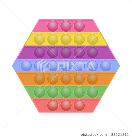 Colorful Popit Isolated on White Background. Antistress Toy. Bubble Sensor for Kids Fingers Colorful Popit Isolated on White Background. Antistress Toy. Bubble Sensor for Kids Fingers 85221811