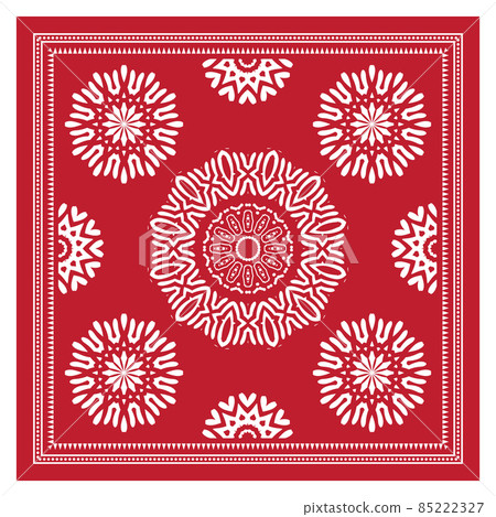 Bandana Shawl, Tablecloth Fabric Print, Silk Neck Scarf, Kerchief Design, Ornament Paisley, Square Pattern 85222327