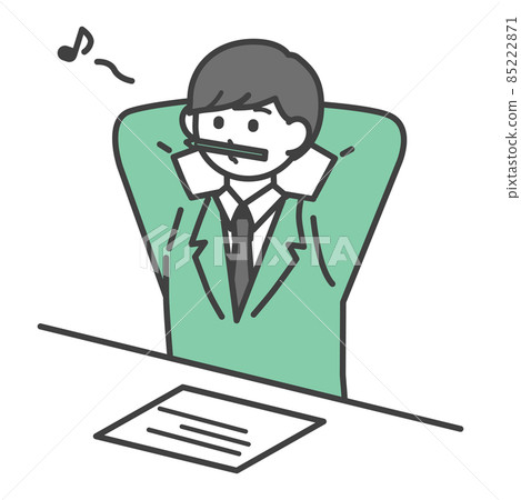 Illustration material of a student boy studying while singing a humming song 85222871