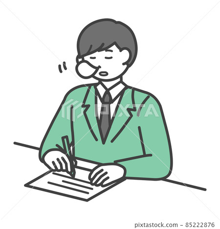 Illustration material of a student boy who is dozing Illustration material of a student boy who is dozing 85222876