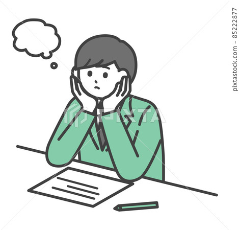 Illustration material of a student boy thinking Illustration material of a student boy thinking 85222877