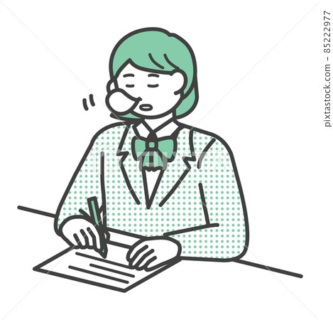 Illustration material of student girl taking a nap Illustration material of student girl taking a nap 85222977
