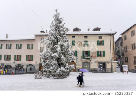 Bormio Medieval village Valtellina Italy under the snow in winter 85223357