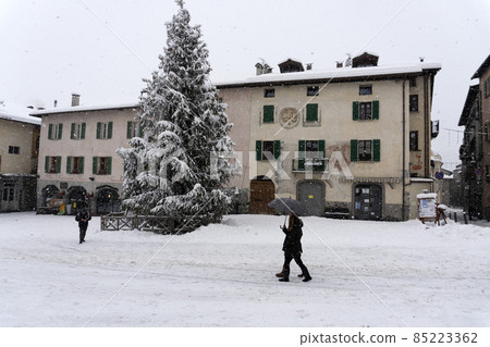 Bormio Medieval village Valtellina Italy under the snow in winter Bormio Medieval village Valtellina Italy under the snow in winter 85223362