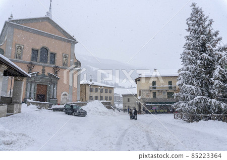 Bormio Medieval village Valtellina Italy under the snow in winter Bormio Medieval village Valtellina Italy under the snow in winter 85223364