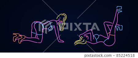 Abstract neon strippers in various poses. Abstract neon strippers in various poses. 85224518