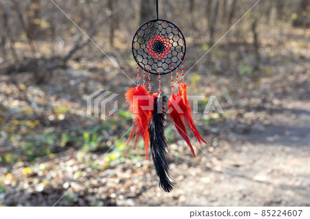 Handmade dream catcher with feathers threads and beads rope hanging Handmade dream catcher with feathers threads and beads rope hanging 85224607