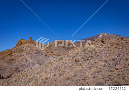 Plains view in Teide National Park with blue clear sky, Tenerife Plains view in Teide National Park with blue clear sky, Tenerife 85224812