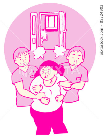 Manic state psychiatric nurse and female heading to the protection room Simple Manic state psychiatric nurse and female heading to the protection room Simple 85224902