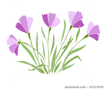 Pink spring flowers bouquet in doodling style, no outline, isolated, white background. 85225034