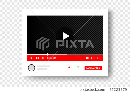 Full frame video player elements for channel wireframe. Video player with popular design element. Simple buttons mockup template Full frame video player elements for channel wireframe. Video player with popular design element. Simple buttons mockup template 85225879