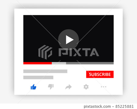 Video player elements mockup template. Video interface design template. Multimedia player interface for channel wireframe. Video player elements mockup template. Video interface design template. Multimedia player interface for channel wireframe. 85225881
