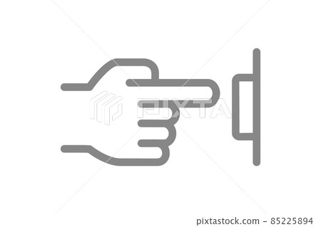 Ring the doorbell line icon. Hand pushes the doorbell button symbol 85225894