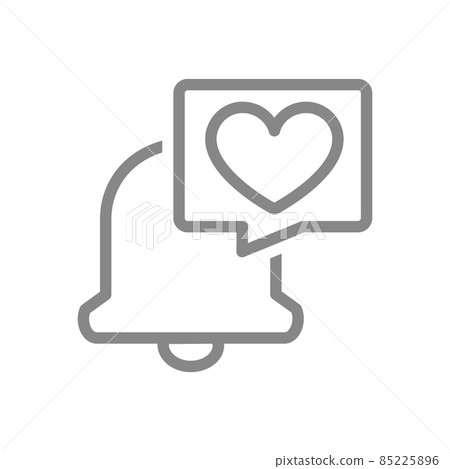 Notification bell with heart in speech bubble line icon. Inbox message, message notification symbol 85225896