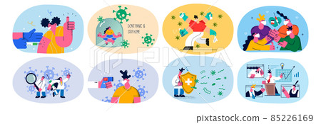 Set of people protect with coronavirus pandemic  85226169