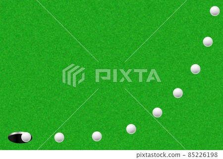 高爾夫球被吸進杯子的場景。目標實現圖像。 85226198