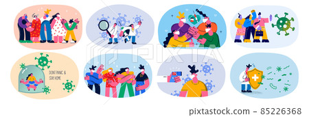 Set of people and doctor fight with covid-19  85226368