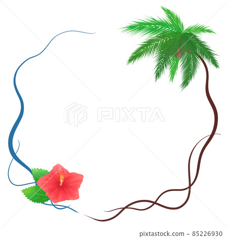 Frame of palm trees and hibiscus. 85226930