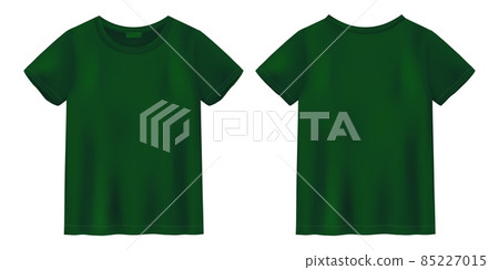 Unisex green t shirt mock up. T-shirt design template. Short sleeve tee. 85227015