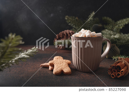 Christmas cookies and coffee. Xmas holiday food for Christmas eve. 85227098