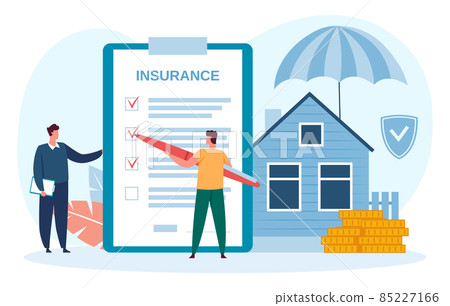 Home insurance, insure home and sign contract 85227166