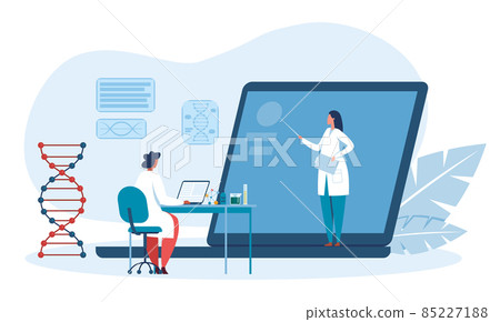 Doctors studying online, scientist student learning remotely Doctors studying online, scientist student learning remotely 85227188