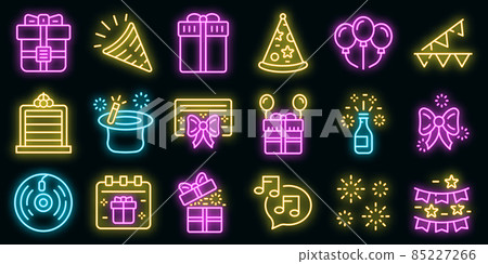 Surprise icons set vector neon 85227266