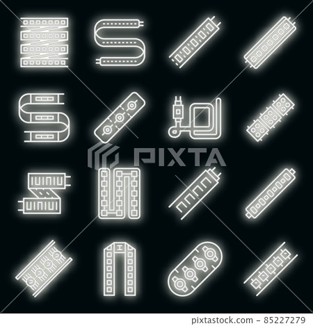 Led strip lights icons set vector neon Led strip lights icons set vector neon 85227279