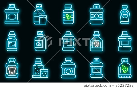 Mouthwash icons set vector neon Mouthwash icons set vector neon 85227282