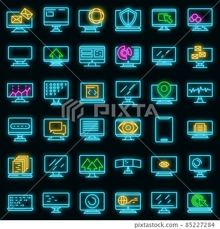 Monitor icons set vector neon Monitor icons set vector neon 85227284