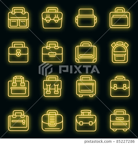 Laptop bag icons set vector neon Laptop bag icons set vector neon 85227286