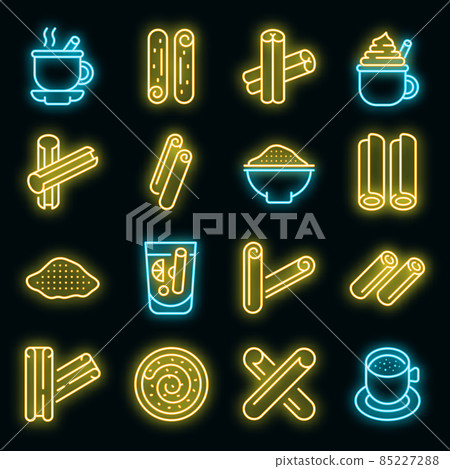 Cinnamon icons set vector neon Cinnamon icons set vector neon 85227288
