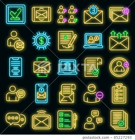Request icons set vector neon - Stock Illustration [85227293] - PIXTA