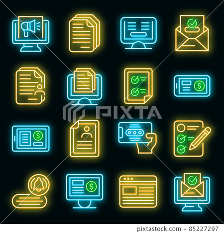 Subscription icons set vector neon - Stock Illustration [85227297] - PIXTA