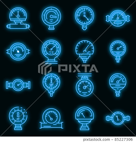 Manometer icons set vector neon 85227306