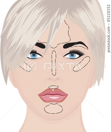 Where to apply highlighter strobing vector illustration Where to apply highlighter strobing vector illustration 85228352
