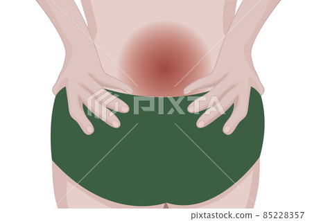Small of back pain. Loins ache vector illustration on a white background 85228357