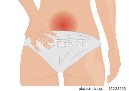 Small of back pain. Loins ache vector illustration on a white background 85228363