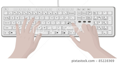 Keyboard and hands typing vector illustration isolated on a white background 85228369