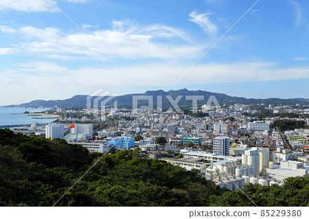 A bird's-eye view of Nago City in the northern part of the main island of Okinawa A bird's-eye view of Nago City in the northern part of the main island of Okinawa 85229380