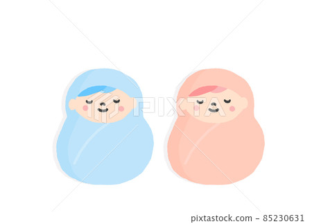 Two babies wrapped in a swaddle and sleeping comfortably-pink, light blue 85230631
