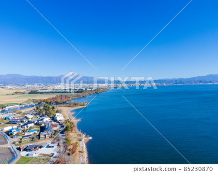 Near the mouth of the Ane River in Nagahama City, Shiga Prefecture (Lake Biwa) 2021.11 Shooting / Aerial Drone 85230870