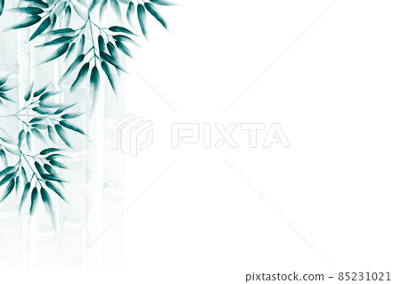 Ink painting-like bamboo grove background illustration Double tone blue-green / black background white horizontal Other colors available 85231021