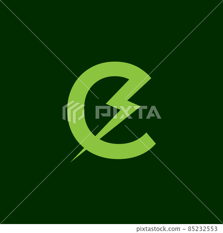 letter e leaf green electric logo design vector... - Stock Illustration ...