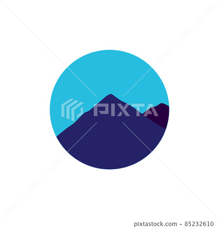 colorful blue mountain with skies logo design... - Stock Illustration ...