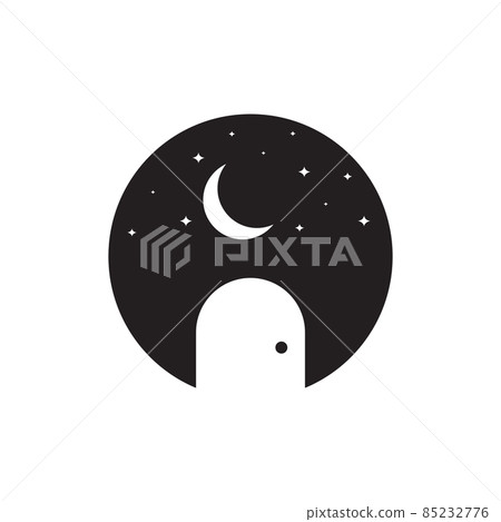 negative space door with space sky night logo design vector graphic symbol icon sign illustration creative idea 85232776