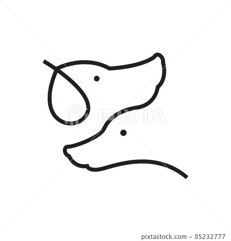 continuous line two dogs logo design vector graphic symbol icon sign illustration creative idea 85232777